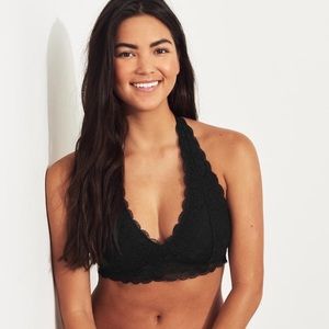 GILLY HICKS halter Black lace bralette
